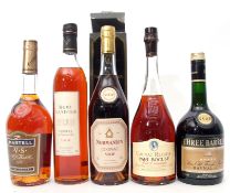 Mixed Lot: various cognac: Normandin (boxed), Remy Landier, Martel, Three barrels VSOP, Paul