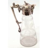 Late 19th/early 20th century silver plated mounted and glass claret jug, 29cm high