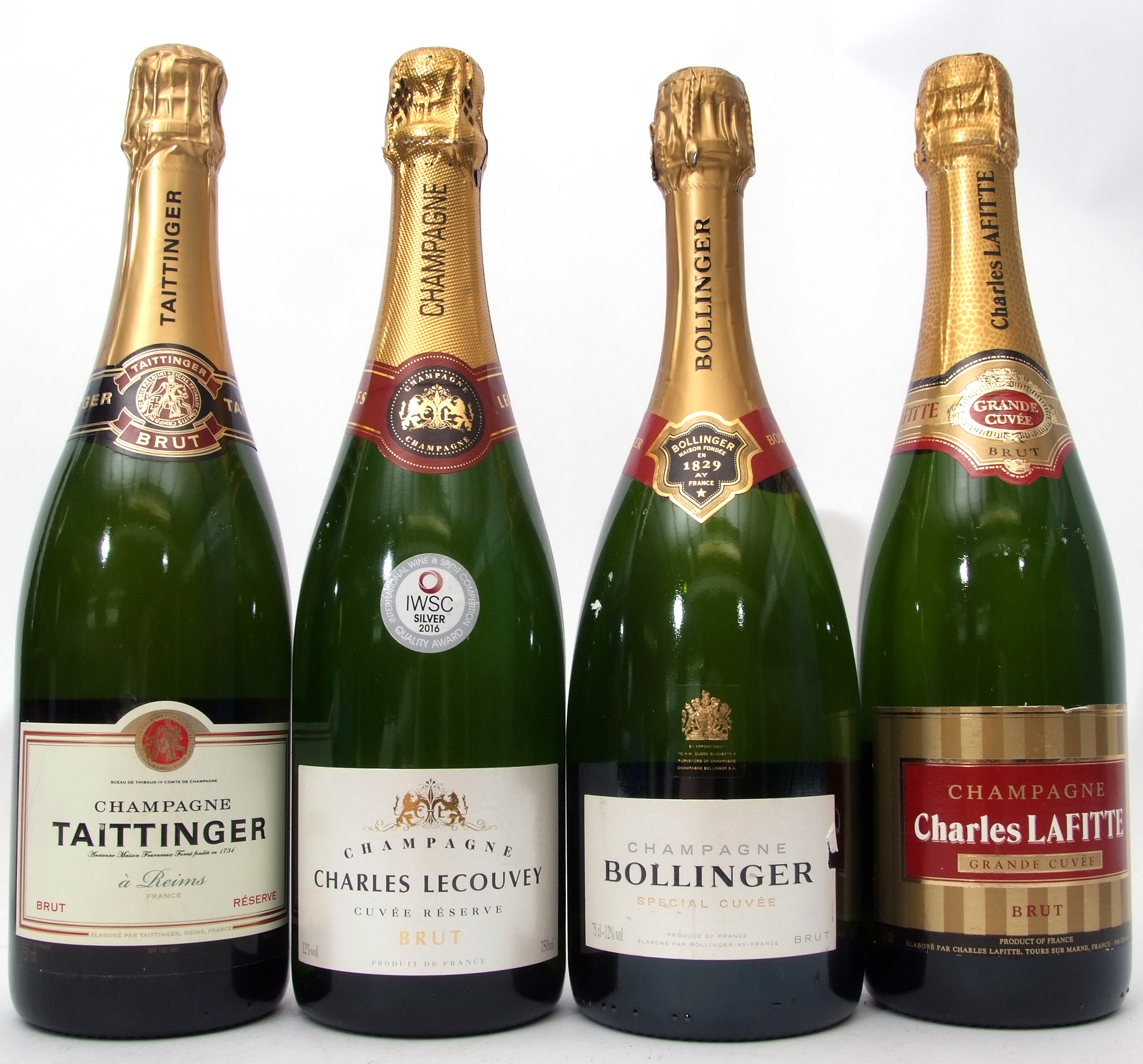 Taittinger NV Champagne Brut Reserve, Bolinger Special Cuvee Champagne, Charles Lafitte Grand
