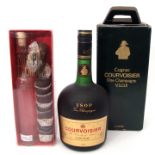 Courvoisier VSOP Cognac, 1ltr and further bottle of Grappa brandy, both boxed