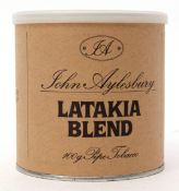 John Aylesbury Latakia blend pipe tobacco in circular tin