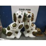 PAIR OF STAFFORDSHIRE DOGS WITH LUSTRE GLAZED SPOTS