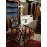 VICTORIAN WHITE PAINTED ADJUSTABLE STANDARD LAMP WITH SCROLLING DETAIL