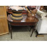 19TH CENTURY MAHOGANY FOLD-OVER CARD TABLE ON TURNED LEGS