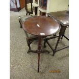 19TH CENTURY MAHOGANY CIRCULAR TILT TOP WINE TABLE WITH TURNED COLUMN ON A TRIPOD BASE