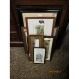 GROUP CONTAINING MIXED PICTURES, PRINTS, WATERCOLOURS ETC