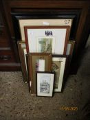 GROUP CONTAINING MIXED PICTURES, PRINTS, WATERCOLOURS ETC