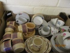 BOX CONTAINING MIXED TEA WARES, ROYAL VALE TEA WARES ETC