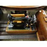 OAK CASED DOME TOP SINGER SEWING MACHINE