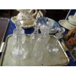SIX ASSORTED GLASS DECANTERS