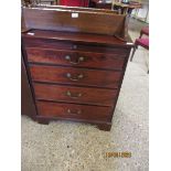 GEORGIAN MAHOGANY FOUR FULL WIDTH DRAWER CHEST WITH BRUSHING SLIDE RAISED ON BRACKET FEET