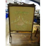 OAK FRAMED EMBROIDERED FIRE SCREEN