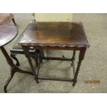 1940S OAK FRAMED RECTANGULAR SIDE TABLE WITH BARLEY TWIST SUPPORTS