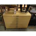 BEECHWOOD FRAMED EIGHT DRAWER PILLAR CHEST