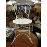 WHITE PAINTED METAL FRAMED FOLDING GARDEN CHAIR