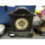 BLACK SLATE AND MARBLE MANTEL CLOCK