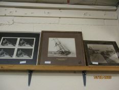 VINTAGE BLACK AND WHITE PICTURE OF GORLESTON STATION, A SHIPWRECK AND A MAN PLAYING A DIDGERIDOO (