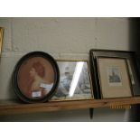 VICTORIAN OVAL PORTRAIT OF A WOMAN AND A FURTHER PRINT OF NORWICH CATHEDRAL, CROMER ETC (4)