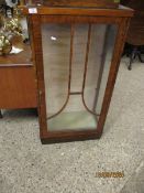 EARLY 20TH CENTURY WALNUT SINGLE GLAZED DOOR DISPLAY CABINET