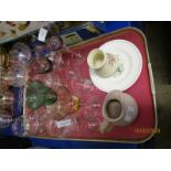 TRAY CONTAINING MIXED CHAMPAGNE GLASSES, WINE GLASSES ETC