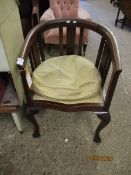 MAHOGANY SLAT BACK TUB CHAIR