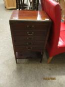 EDWARDIAN MAHOGANY FIVE DRAWER DROP FRONTED MUSIC CHEST