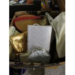 BOX CONTAINING VINTAGE LADIES PURSES ETC