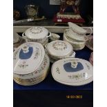 QUANTITY OF WEDGWOOD INDIA ROSE PART DINNER WARES, DOULTON PASTORAL PAIR OF TUREENS