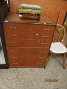 TEAK FRAMED SIX FULL WIDTH DRAWER CHEST