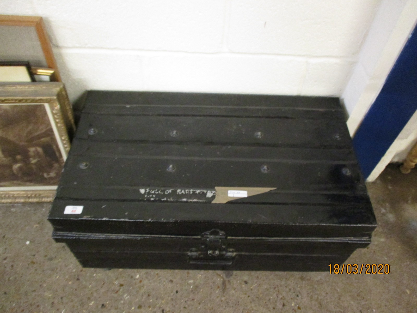 BLACK PAINTED TIN TRUNK