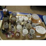 TRAY CONTAINING MINIATURE WARES, JUGS, EGG CUPS ETC