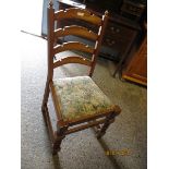 BEECHWOOD FRAMED LADDER BACK CHAIR WITH EMBROIDERED SEAT