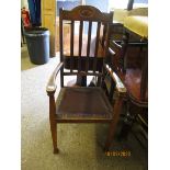 EARLY 20TH CENTURY OAK FRAMED ARMCHAIR