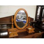 PINE OVAL MIRRORED DRESSING TABLE WITH TWO DRAWERS