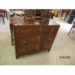 19TH CENTURY MAHOGANY THREE FULL WIDTH DRAWER CHEST WITH SATINWOOD BANDING
