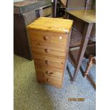PINE FRAMED FIVE DRAWER PILLAR CHEST WITH TURNED KNOB HANDLES