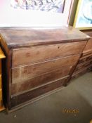 MAHOGANY FRAMED FOUR FULL WIDTH DRAWER CHEST (LACKING HANDLES) (A/F)