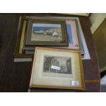 MIXED LOT OF PICTURES, PRINTS, ETCHINGS ETC