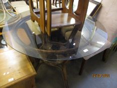 GLASS TOP CIRCULAR BAMBOO CONSERVATORY TABLE