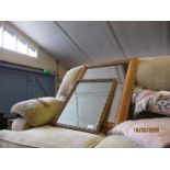 RECTANGULAR PINE FRAMED MIRROR AND A FURTHER GILT FRAMED MIRROR (2)