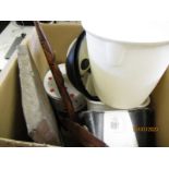 MIXED LOT CONTAINING OVERSIZED SALAD SERVERS, TINS ETC