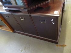 TEAK FRAMED THREE DOOR CUPBOARD