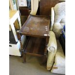 OAK FRAMED TWO-TIER TEA TROLLEY