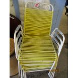 SET OF FOUR WHITE TUBULAR STACKABLE GARDEN CHAIRS