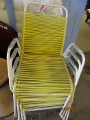 SET OF FOUR WHITE TUBULAR STACKABLE GARDEN CHAIRS