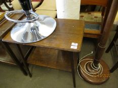 MAHOGANY FRAMED RECTANGULAR TWO-TIER SIDE TABLE