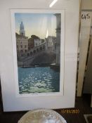 TWO PENCIL SIGNED LITHOGRAPHS OF LUXEMBOURG GARDENS AT DUSK AND RIALTO BRIDGE BY FRANCIS ST CLAIR