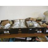 FOUR BOXES OF ELECTRICAL SUNDRIES, LIGHTS ETC