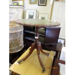 MAHOGANY FRAMED GREEN LEATHER TOPPED SIDE TABLE