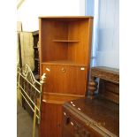 TEAK FRAMED FLOOR STANDING CORNER CUPBOARD WITH RINGLET HANDLES